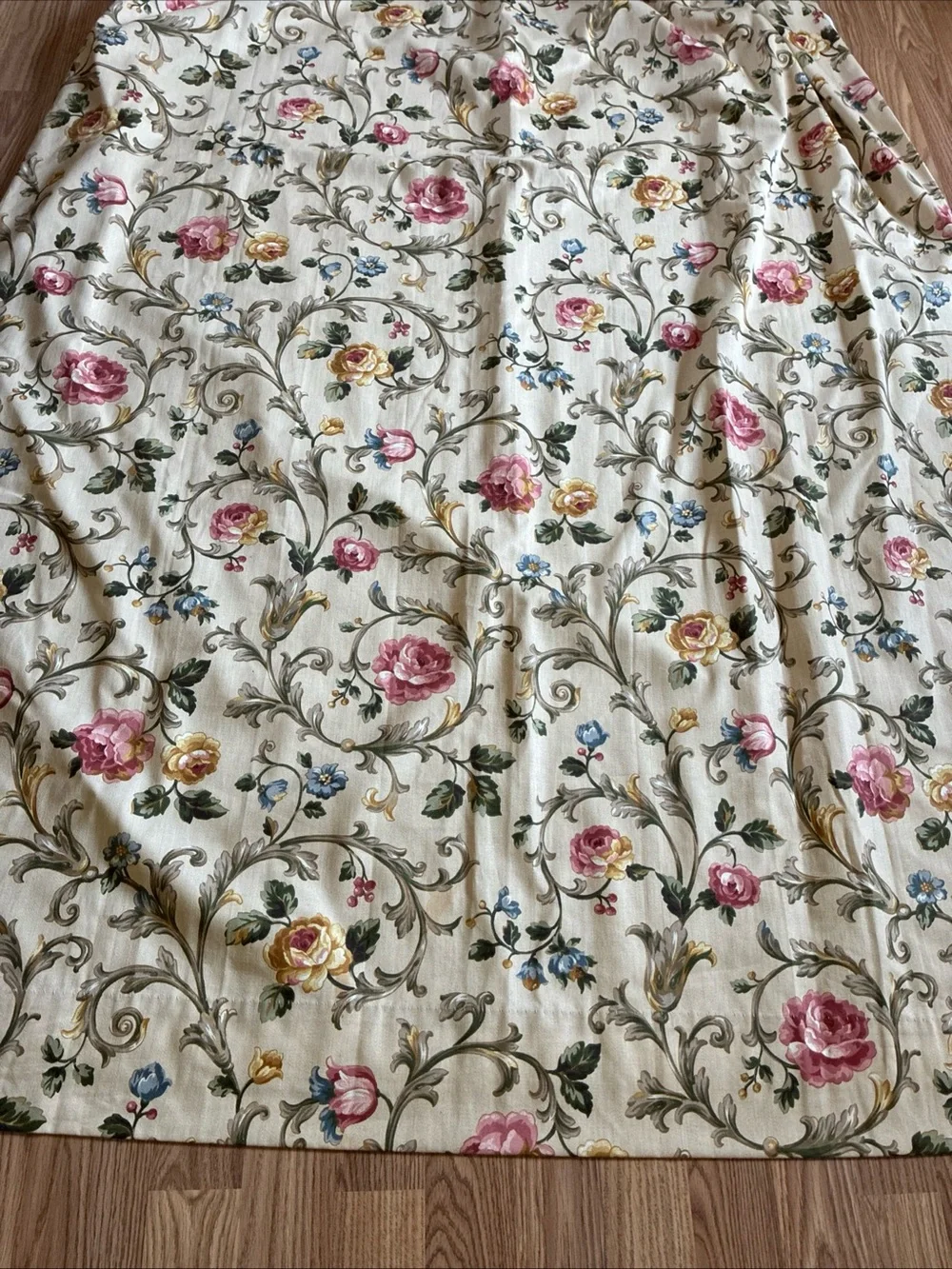 JCPenney Home Set of 3 Drapes Pinch Plaid Curtains Beige Floral Print 24x82”